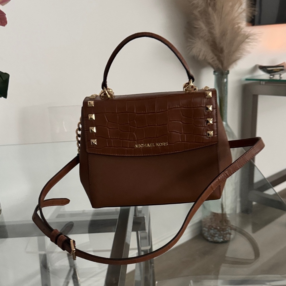 Michael Kors Brown Satchel with Gold Accents